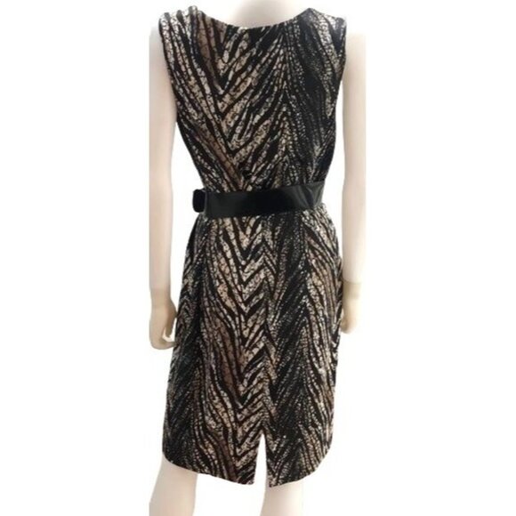 DRESS BARN -WOMENS STRAP ANIMAL PRINT BELTED KNEE LENGHT DRESS SIZE 10 - Picture 2 of 7